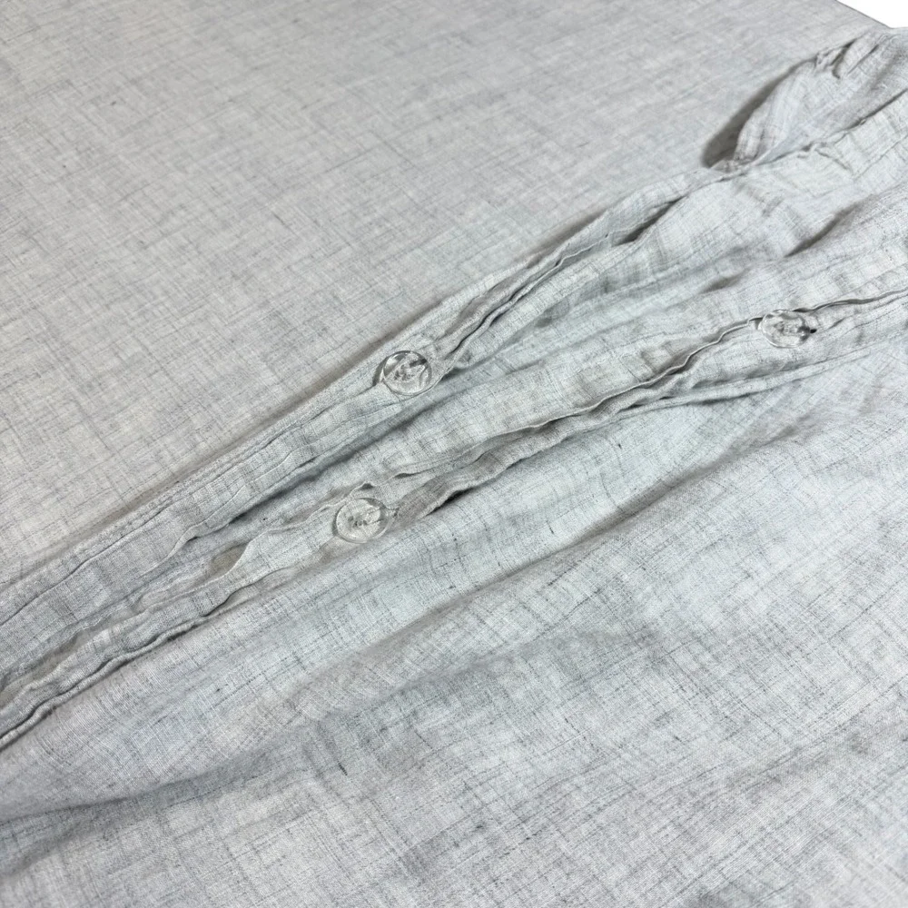 West Elm Duvet Cover King Grey 100% Linen Belgian Flax Button Closure‎